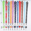 Card Holder Printed Fabric Retractable Necklace Lanyard Hanging Rope Neck Strap