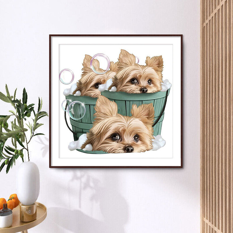 Diamond painting DIY round diamond three puppies B1673