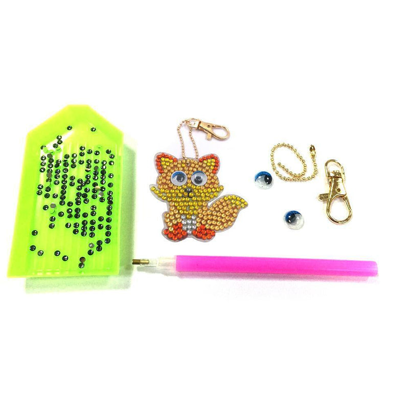 1pcs DIY Keychain Hand Made Diamond Painting Full Drill Pendants (Fox) Newly
