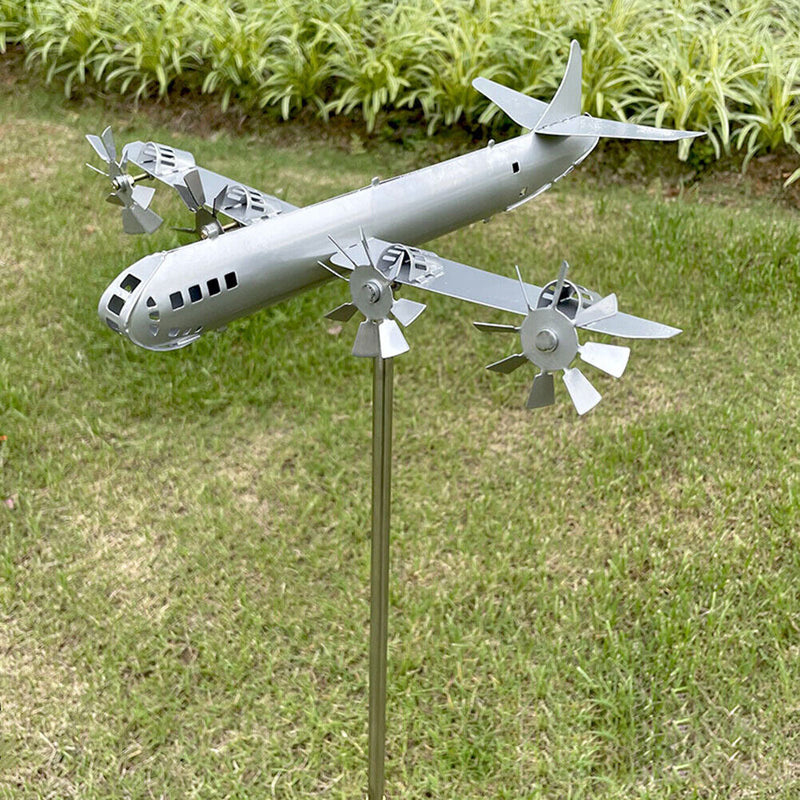 Aircraft Modeling Metal Windmill Garden Sculpture Home Decors for Yard Garden