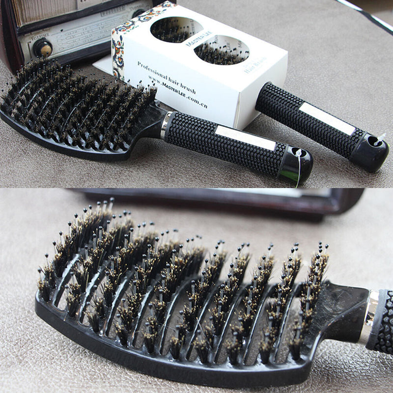 Multifunction Curved Shape Comb Hairdressing Massage Comb Brush (Black) Newly