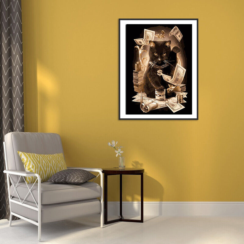 Frameless Digital Oil Art Picture DIY Cat Paint By Numbers Craft Wall Decor Kit