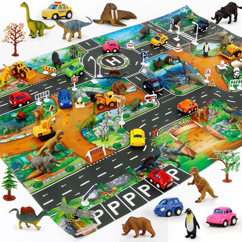 Dinosaur Traffic Road Baby Play Mat Kids Climb Floor Game Pad (83 X 57cm) Newly