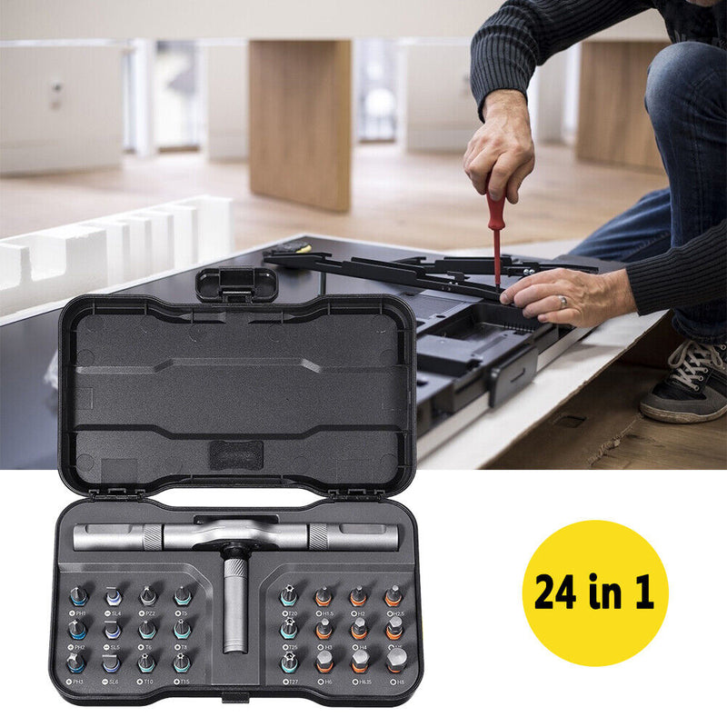 25pcs 24 in 1 Dismountable Screwdriver Set Magnetic Ratchet Wrench Hand Tool Kit