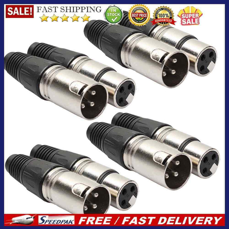 8pcs XLR Connector 3Pin Audio Microphone MIC XLR Male Plug Female Jack Adap