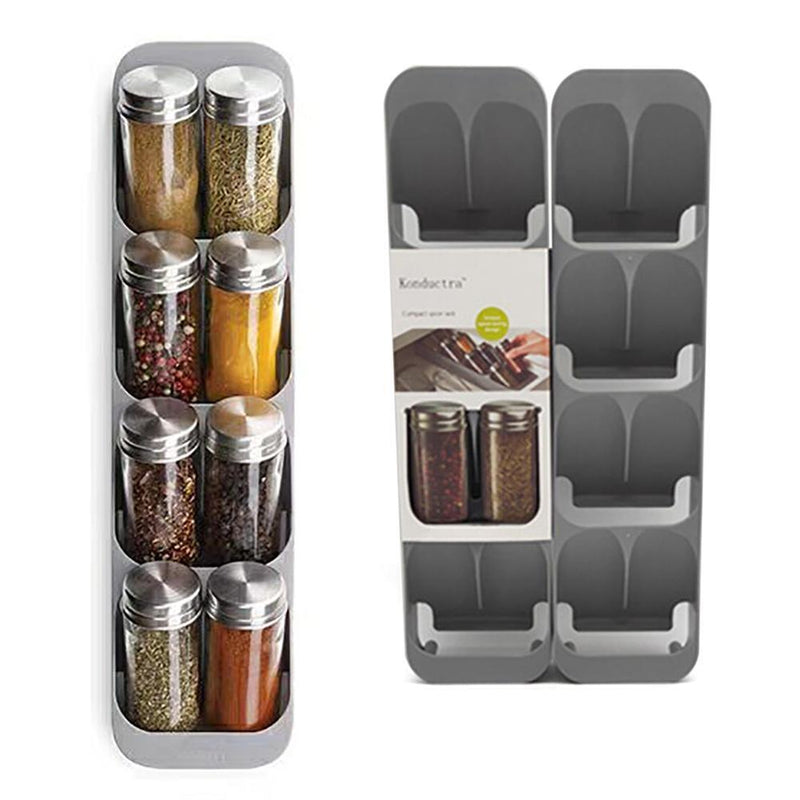 Eight Slots Drawer Condiment Seasoning Bottle Box Kitchen Storage Rack Organizer