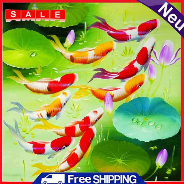 5D DIY Full Drill Diamond Painting Swimming Fish Cross Stitch Embroidery Decor