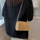 #A Weave Woven Small Square Chain Crossbody Messenger Handbags Purses for Girls