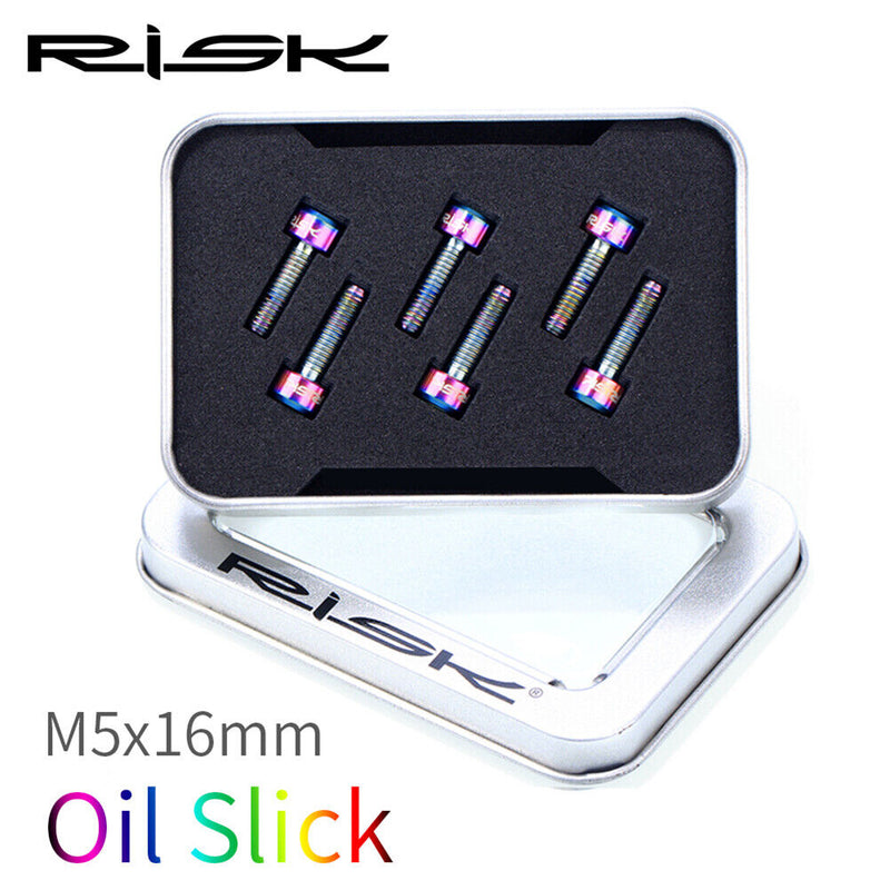 RISK 6pcs M5x16/18mm Titanium Stem Screws Bolt Bicycle Bike MTB Handleable Screws