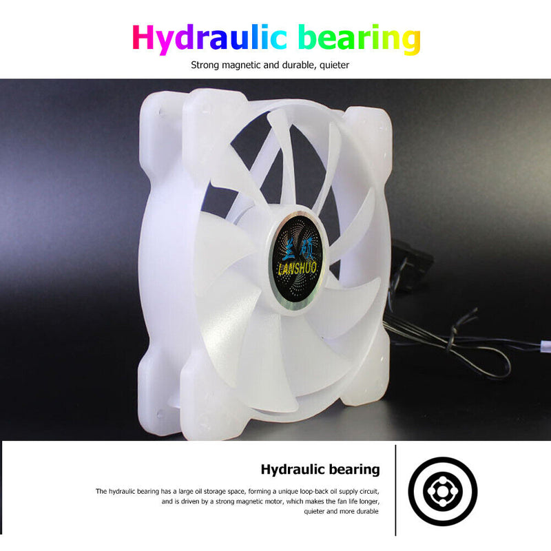 Lanshuo 120mm Case Fan RGB Silent Cooler 1300RPM PC Case Cooling Ventilador