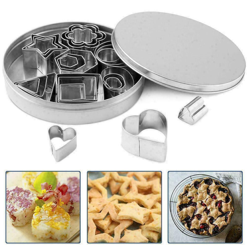 24x Biscuit Cutters Cookie Cutter Set Steel Molds Baking P4Z5 Slicer K9T4