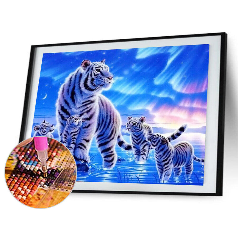DIY 5D Rubbik's Cube Full Drill Diamond Paintings White Tigers Cross Stitch Embroidery