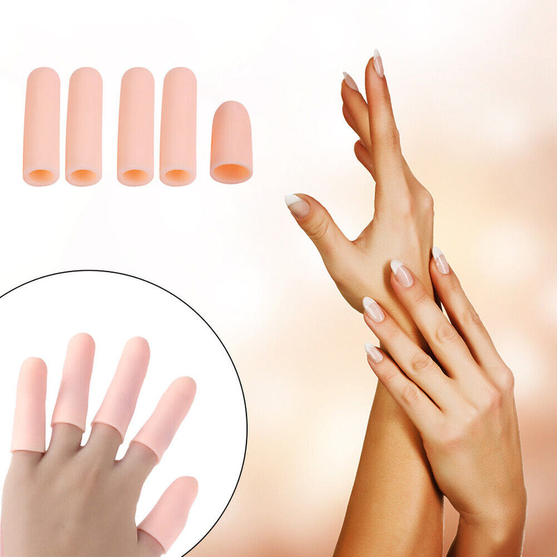 5pcs Gel Finger Caps Protection Cracked Cover Cots Hand Moisturizing Skin Car