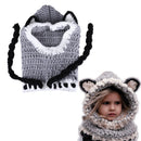 Cartoon Fox Ears Soft Winter Warm Windproof Baby Hats Knitted Cap (Grey)