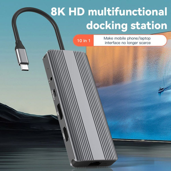Docking Station USB Type-C Hub 8K DP HDMI Gigabit Ethernet For Laptop PC