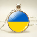 Ukraine Flag Necklace Round Glass Ukrainian Charm Pendant Fashion Jewelry