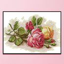 14CT Partial Cross Stitch Red Yellow Roses Counted DIY Home Decoration Gifts