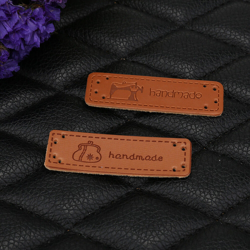 12pcs PU Leather Keywords on Clothing Garment Labels for Jeans Bag