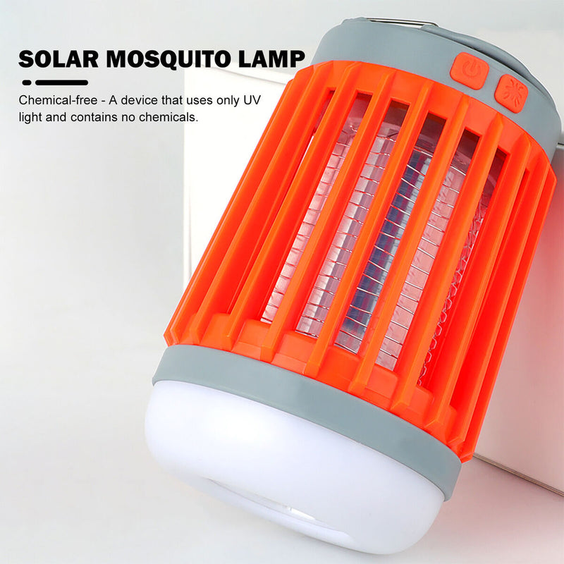 Bug Zapper Solar Powered UV LED Mosquito Insects Bugs Killer (Orange)