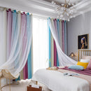 Gradient Hollow Star Curtain Full Blackout Window Blinds for Bedroom Home Decor