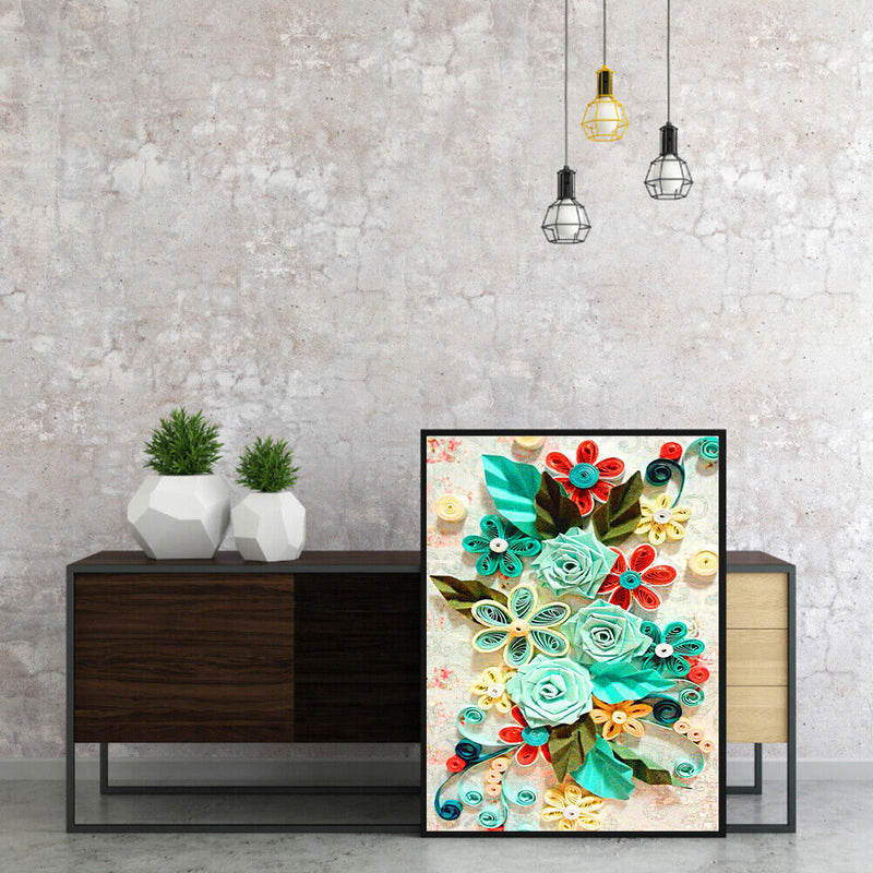 Oil Paint By Numbers Paper Flower Frameless Picture Craft Kit for Living Room