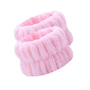 2pcs Absorbent Sweatband Flannel Waterproof for Washing Face (Light Pink)
