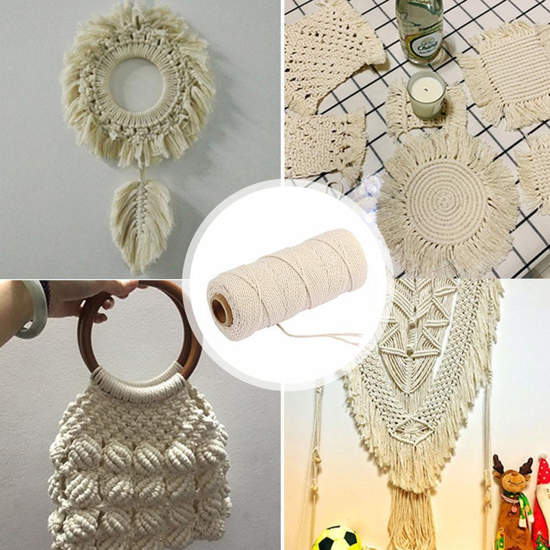 5pcs Cotton Rope Beige DIY Twisted Cord Crafts Wedding Home Deco