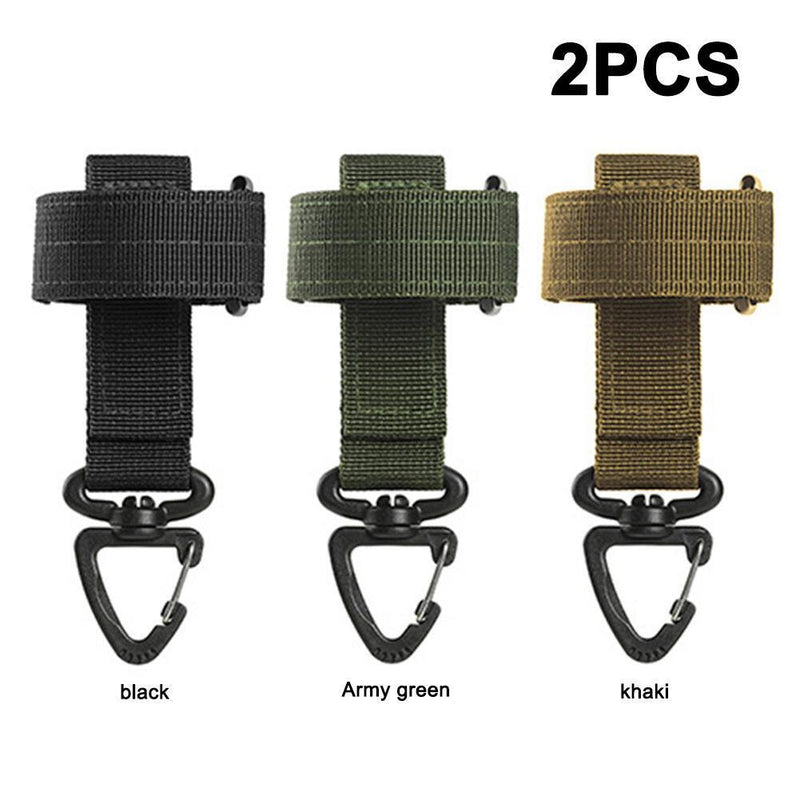 2x Outdoor Gloves Storage Buckle Climbing Rope Hanging Buckles (Army Green)