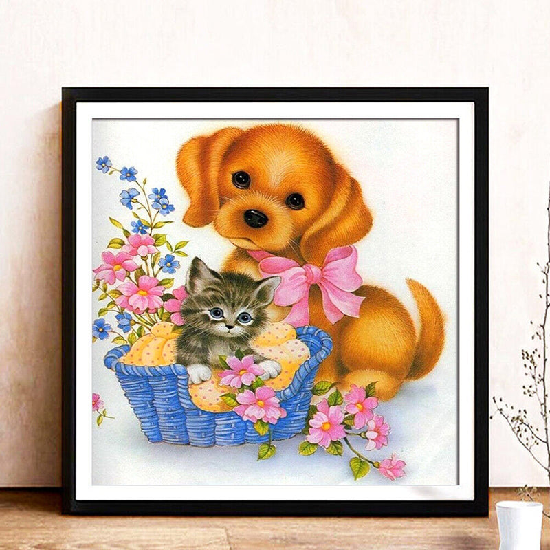 5D Full Round Drill Rhinestone Art DIY Flower Cat Dog Diamond Painting Kit Craft