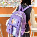 4pcs Canvas Backpack Set for Teenage Girls School Book Bags Travel Rucksack Bag
