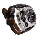 Dual Time Display Quartz Wrist Watch with Thermometer and Compass Black Newly