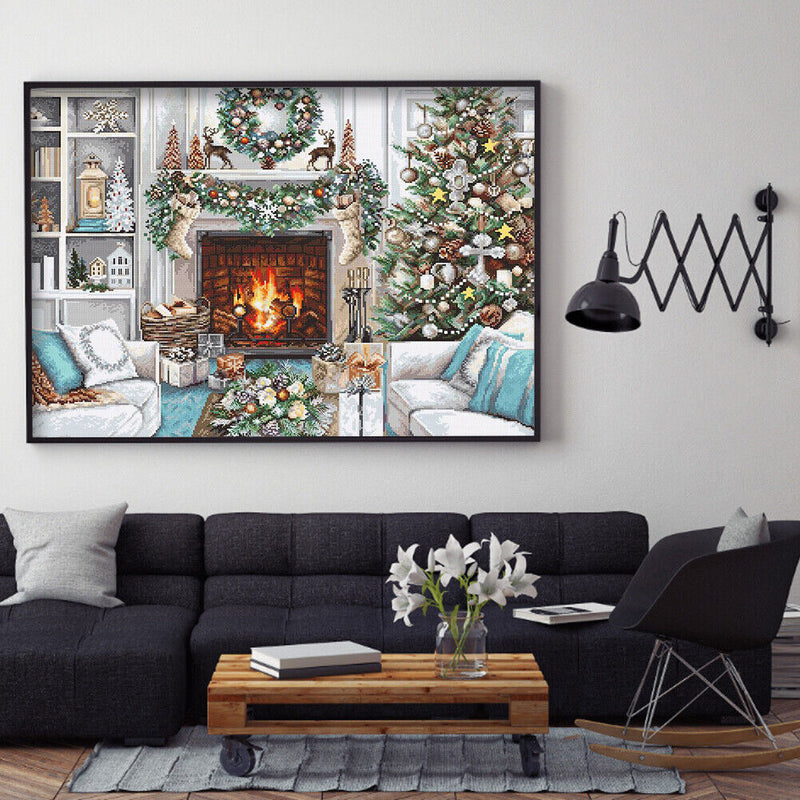 Full Embroidery Christmas 3-Beach 11CT Printed Cross Stitch Cotton DIY Kits