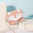 Women PU Leather Crossbody Bag Cute Cartoon Cat Mini Square Shoulder Messenger B
