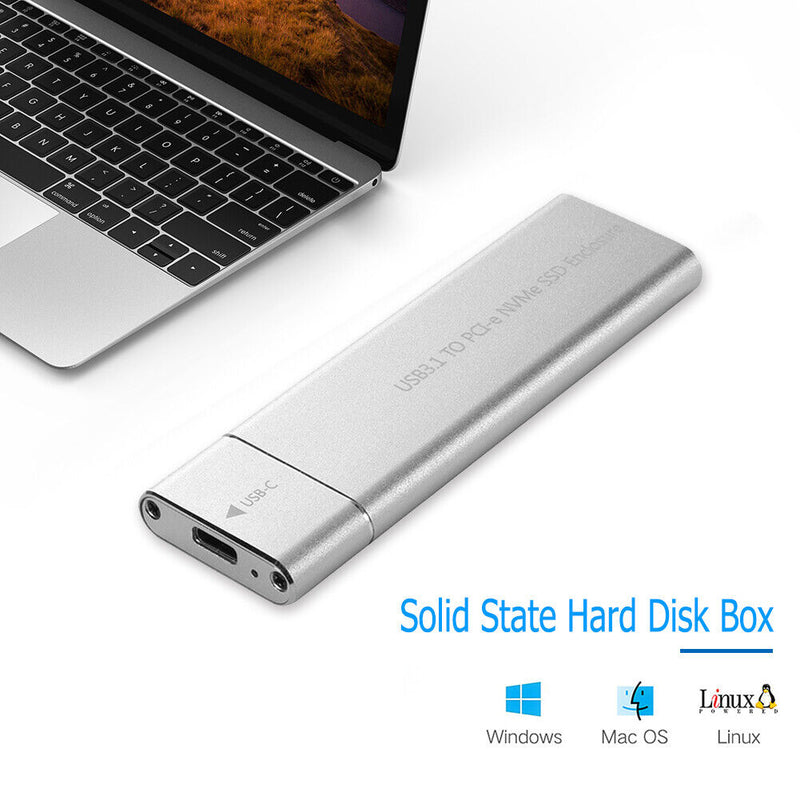 USB 3.1 Type-C M.2 NVMe SSD Enclosure Aluminum Alloy M-Key PCI-E Mobile Case Box