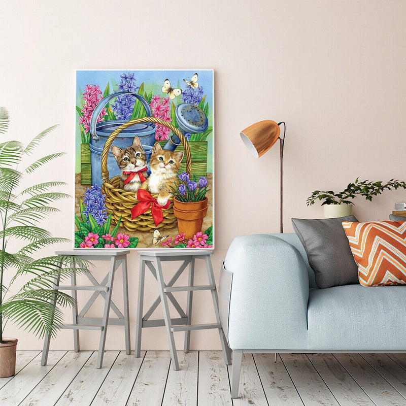 40x50cm Frameless Oil Paint By Numbers DIY Kitten Painted Canvas Picture