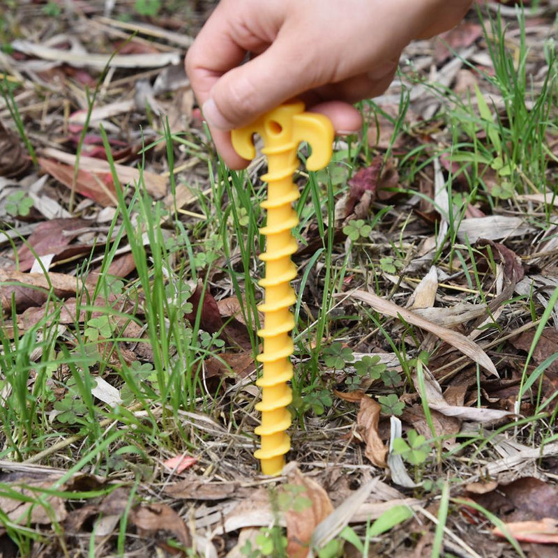 10pcs Ultralight Outdoor Camping Tent Pegs Stakes Nylon Spiral Nails Yellow