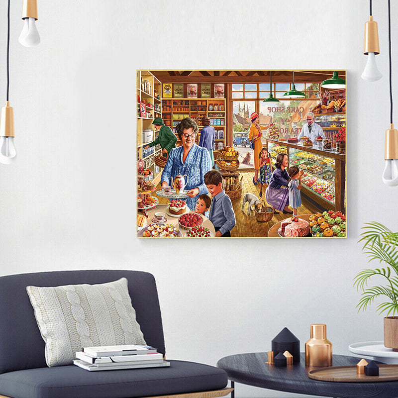 Hand Painted on Canvas DIY Dessert Market Oil Paint By Numbers Drawing Kit Craft