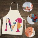 Flower M Printed Linen Apron Waterproof Kitchen Cooking Bibs (82x68cm)