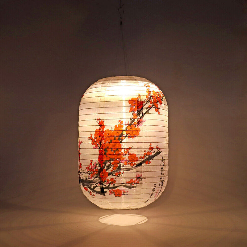 Solar Lantern Chinese Japanese Print Hanging Outdoor Garden Party Light (E)