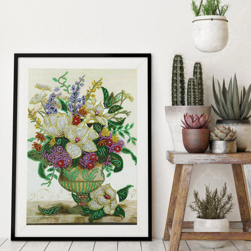 Handmade 5D DIY Special Shaped Diamond Painting Flower Vase Picture Kit Newly
