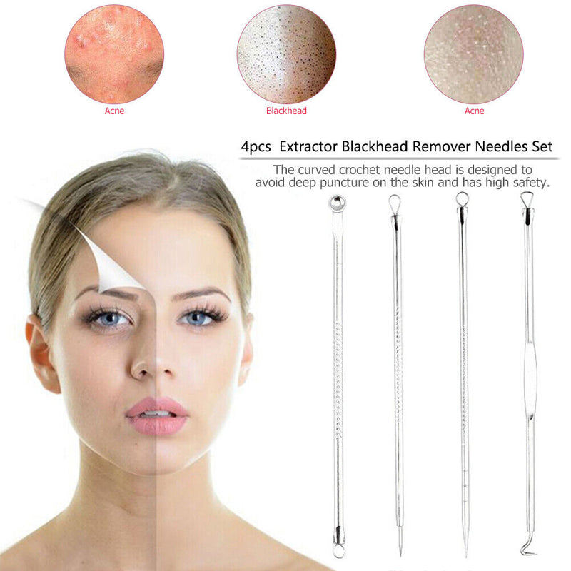 4pcs Durable Acne Needle Hook Set Pimple Spot Cleaning Needle Beauty Care Tool