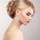 Casual Simple Drop Earrings Women Hollowed Leaf Dangle Ear Stud Alloy Jewelry