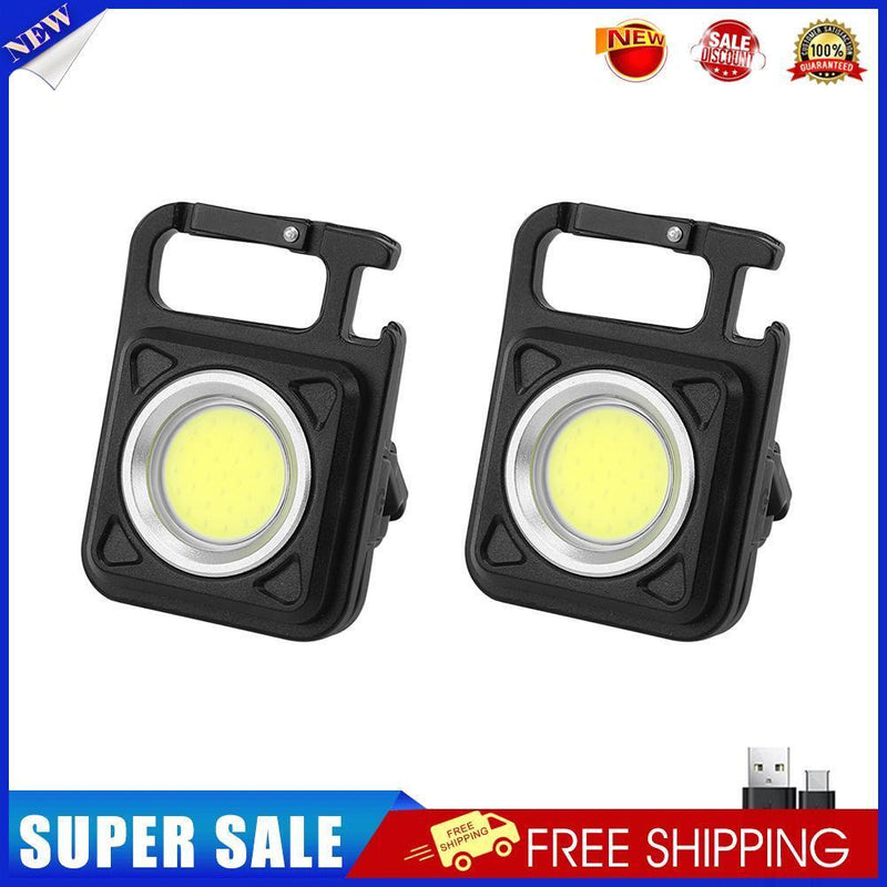 2pcs Mini COB Work Light Small Pocket Flashlight USB Rechargeable Key Light
