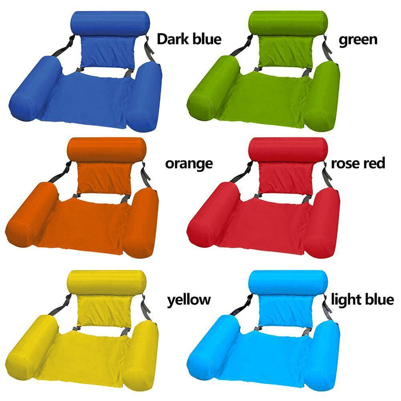 Floating Bed Swimming Pool Inflatable Water Longue w/Backrest (Dark Blue)