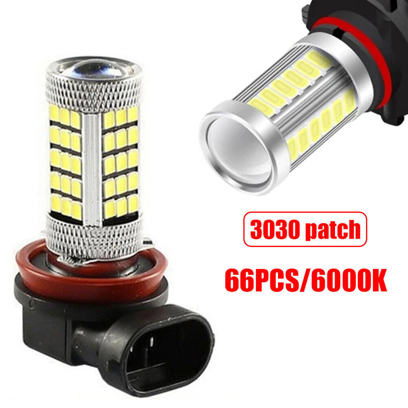 2pcs H8 LED Car Fog Light Bulbs 6000K 3030 SMD LED Fog Lamp Bulbs 12-24V Newly