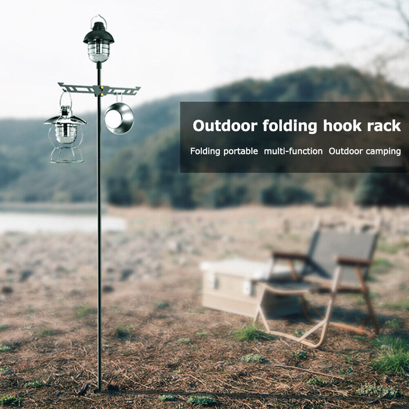 Outdoor Camping Folding Hook Rack Aluminum Alloy Lamp Hanging Rod Fixing Stand
