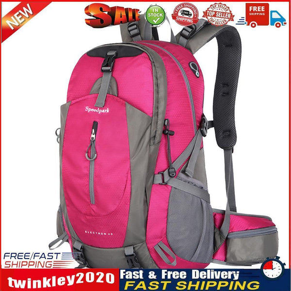 40L Waterproof Travel Cycling Camping Backpack with Rain Cover (Rose Red) Newly