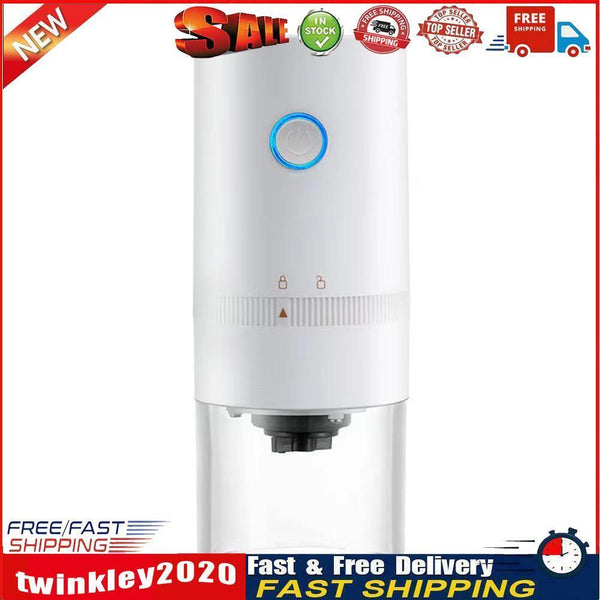 Electric Coffee Grinder USB Rechargeable Auto Cafe Beans Grinding (White) Newly
