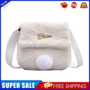 Plush Rabbit Tail Messenger Bag Women Solid Street Shoulder Satchel (White)
