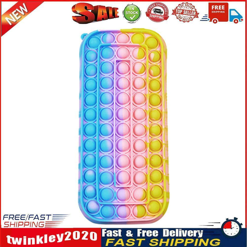 Decompress Press Bubble Pencil Case Kid Storage Stationery Box (Colorful) Newly